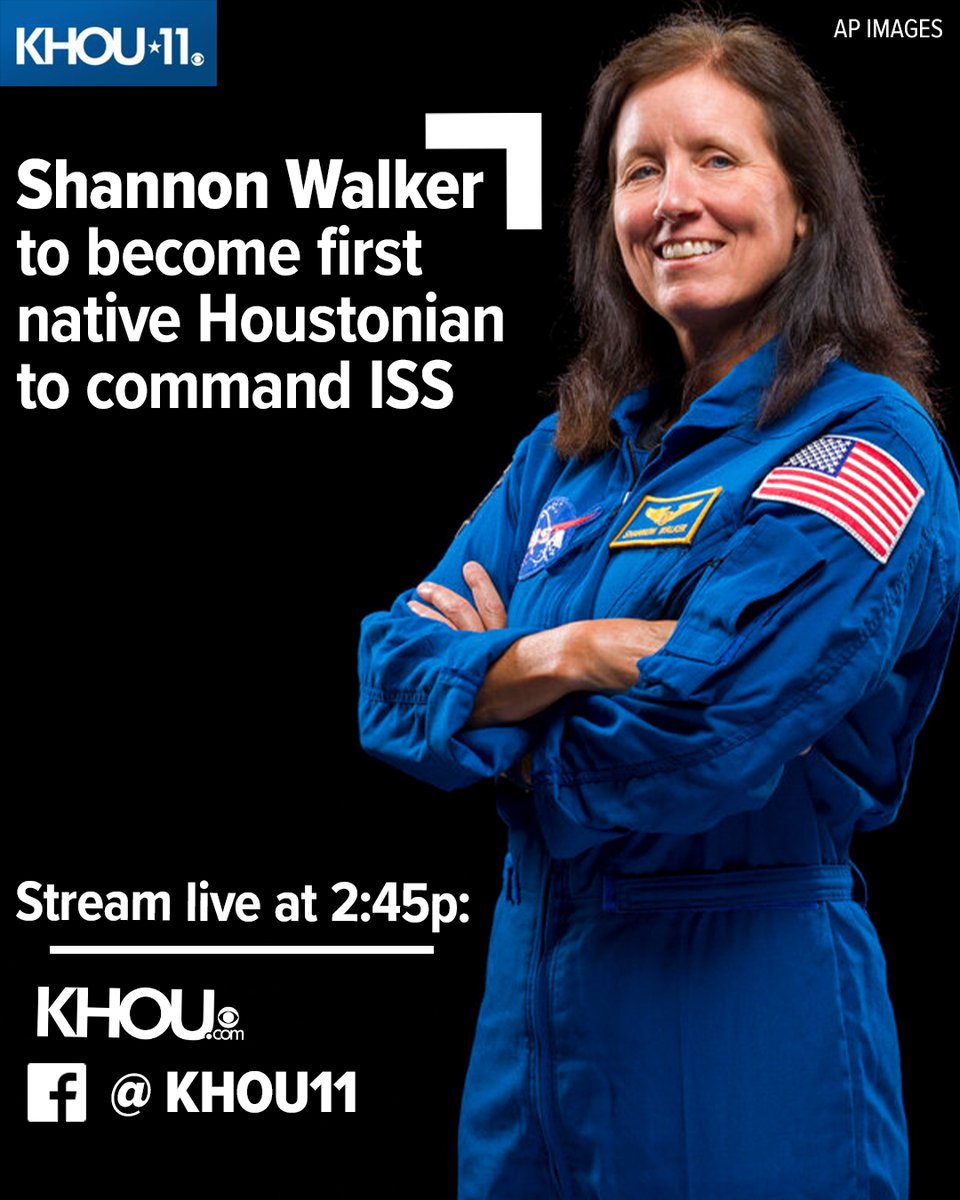 KHOU's tweet photo. Today, Shannon Walker will become the first native Houstonian to take command of the @Space_Station for the first time in its 20-plus-year history, according to @NASA.

READ MORE: https://t.co/fBV9BHknbU https://t.co/KYslrCOopm