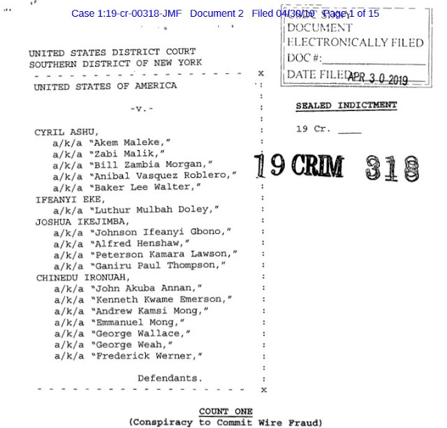 Ifeanyi EKE's case just got a 40 month prison sentence and $2.6 Million in restitution to be paid. ( justice.gov/usao-sdny/pr/g… ) His case was part of Operation:ReWIRED from 2019.  I blogged about it here ==> garwarner.blogspot.com/2019/09/operat…  #BEC