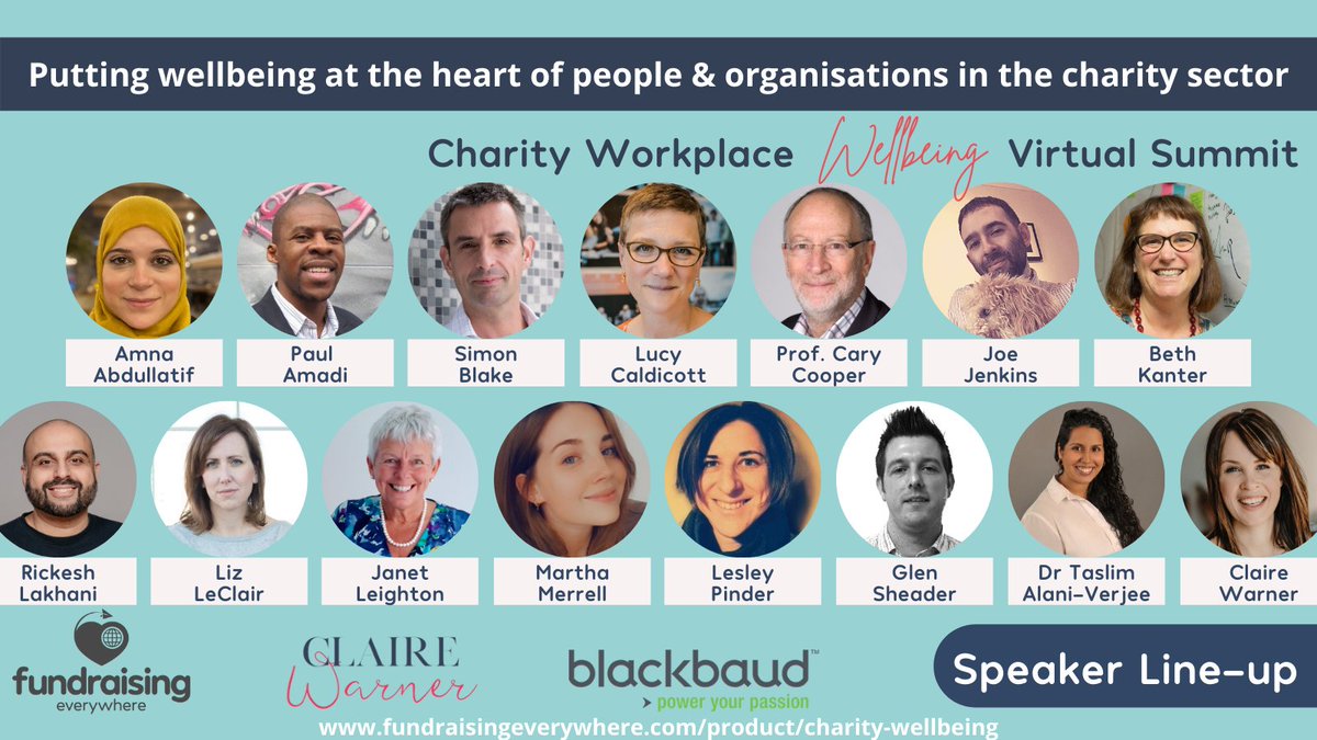 The full #CharityWellbeingSummit speaker line up in 1 tweet:
<a href="/martha_merrell/">Martha Merrell</a> <a href="/pablito100001/">Paul amadi (he/him)</a> <a href="/glensheader/">Glen Sheader</a> @Skipinder <a href="/ProfCaryCooper/">Cary Cooper</a> <a href="/MrJoeJenkins/">Joe Jenkins (he/him) 🧡</a> <a href="/janet_leighton/">JanetLeighton</a> <a href="/kanter/">life</a> @liz_hallett @Simonablake <a href="/LucyCaldicott/">Lucy</a> <a href="/AmnaAbdul1983/">Amna</a> <a href="/ConstantChanges/">Rickesh Lakhani</a> &amp; #DrTaslim

fundraisingeverywhere.com/product/charit…
