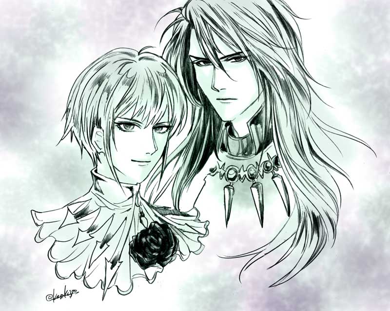 サガフロリマスター発売おめでとうございます 眉間にしわのあるドゥンとア 九条のイラスト