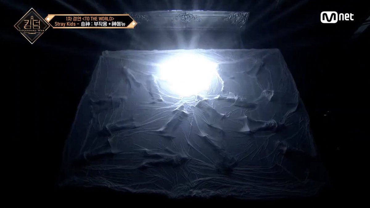 StrayQuantum's tweet photo. Stray Kids's 👑 Stage - Full Analysis 

Going from the start, we see a lunar eclipse pan over veiled dancers. This means as the Earth blocks all sunlight, we see a blood moon. We are entering the shadows. 

#StrayKids https://t.co/RLCaVsQI8R