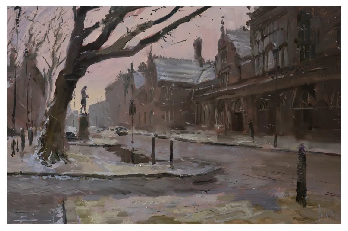 Just Sold - A stunning Stoke Station painting by <a href="/Rob_Pointon/">Rob Pointon ROI</a> 

A great snapshot of lockdown life on what is normally a  notoriously busy Street