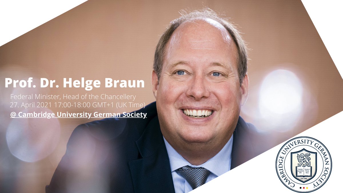 🌟Update🌟

Join us for our first event this term with Federal Minister and Head of the Chancellery Prof. Dr. Helge Braun
fb.me/e/1gzNBQwBR

The event is open to all, but make sure to sign up using this form:
forms.gle/tz6GRs2iQpLDNs…