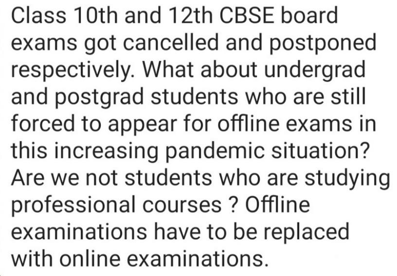 SAdarsh84417945's tweet image. #Karnataka #banglore #bangaloreuniversity #noofflineexam #OnlineExams @narendramodi @BSYBJP  @drashwathcn @ugc_india @mla_sudhakar @sudhirchaudhary @DrRPNishank @drharshvardhan @AmitShah @ZeeNews @SonuSood @rashtrapatibhvn @VPSecretariat @narendramodi_in @BBCBreaking @PMOIndia