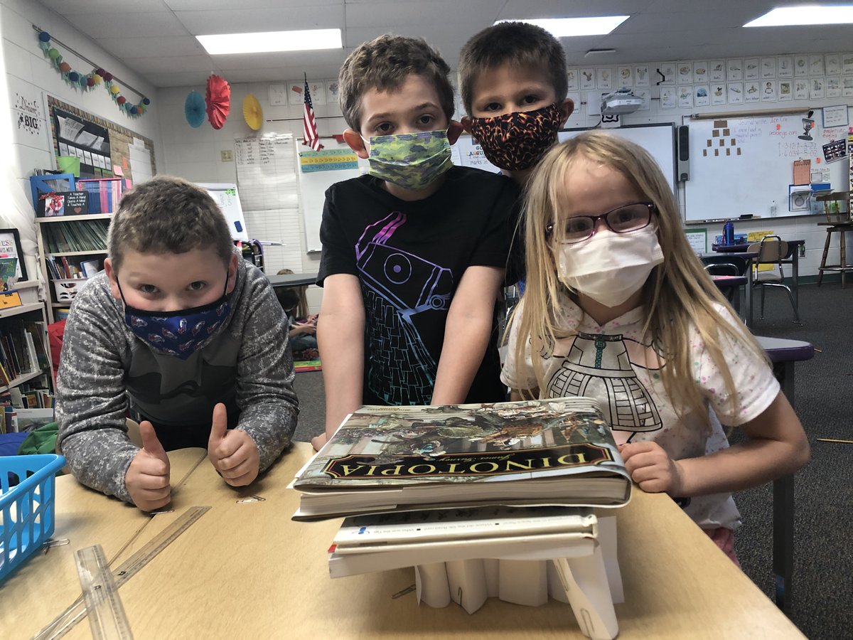 Mrs. Saltenberger’s class did a Mystery Science activity called Paper Towers. They worked in groups to design structures using index cards &amp; paper clips. Their 1st job was to build a tower taller than 12" &amp; then build a tower strong enough to support books. #PinesPride
