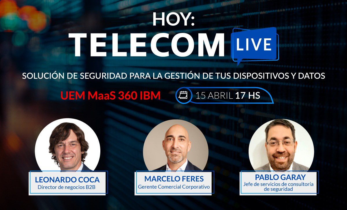 Personaltech_ar's tweet photo. ¡HOY llega el primer #TelecomLive! Sumate a las 17 hs en Linkedin Live desde nuestro perfil! https://t.co/exZFrfxlRz https://t.co/63jSQbd50h