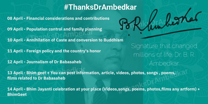 Its time 2 say #ThankUAll 🙏 
Thank you so much for the time and love you have given  for 14 days in a row and for making the #ThanksDrAmbedkar bigger. 

If you have any suggestions or feedback please comment.
#AmbedkarJayanti #JaiBhim