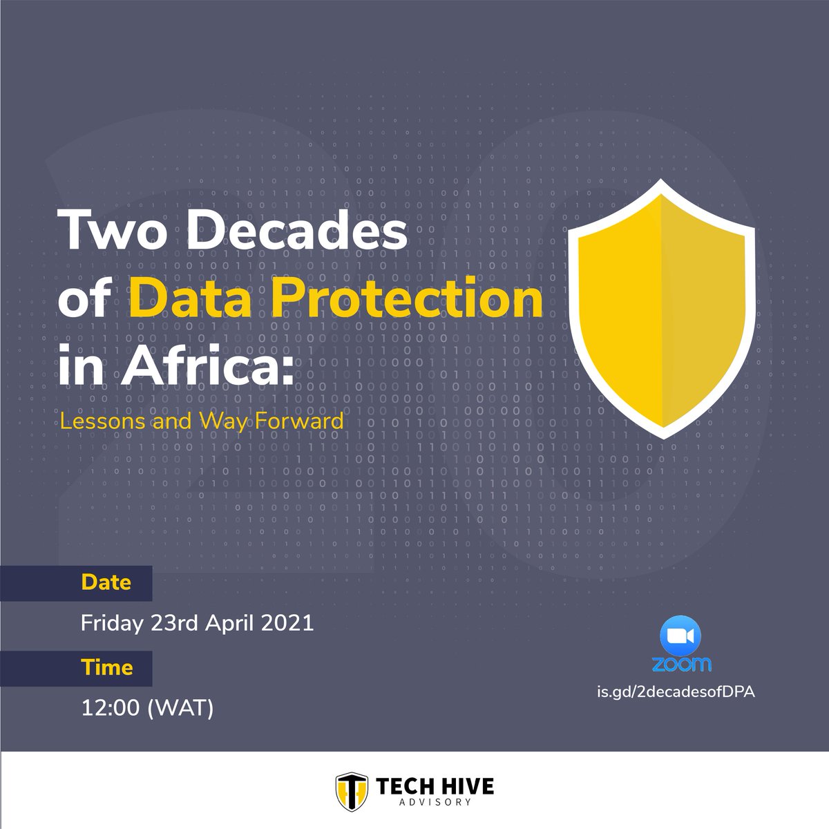 HiveAdvisory's tweet photo. 📢 We are excited to inform you of our upcoming webinar.

"Two Decades of Data Protection in Africa: Lessons and Way Forward"

Panelists from within and outside Africa are going to do justice to the topic.

We can't wait to have you.

Register here:
https://t.co/mhvIwsqQME https://t.co/RiuOlWtNub