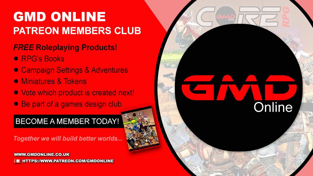 GMDOnline's tweet image. Just wanted to let you know I create #corerpg #campaignsettings #rpgadventures #rpgtokens #comicbooks #art #characterart 
and my #patreon members get it all free. 
Become a member &amp;amp; enjoy everything I create for free... 5 more members and I will start creating free #miniatures