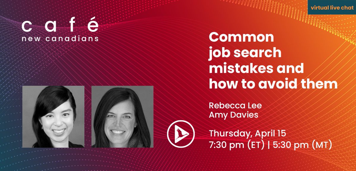 This evening, join Recruitment Professional and #career coach Rebecca Lee and Corporate onboarding and layoffs expert, Amy Davies on #CaféNewCanadians as we discuss common #jobsearch mistakes, and #tips to help convert opportunities into #success! loom.ly/KWv9Xjk