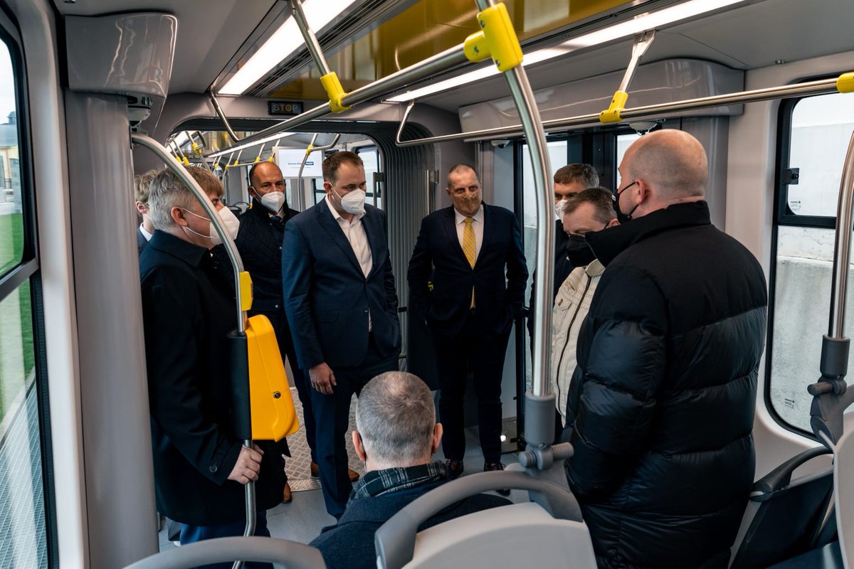 SkodaGroupEN's tweet photo. Today we introduced the new large-capacity tram Škoda ForCity Smart for Plzeň. Representatives of @PMDPnews inspected the interior and exterior and took a tram ride on the test track. Look at the pictures. 👇

#skodatransportation #PMDP #ForCitySmart #tram #wearePPF https://t.co/JB2y2w6h78