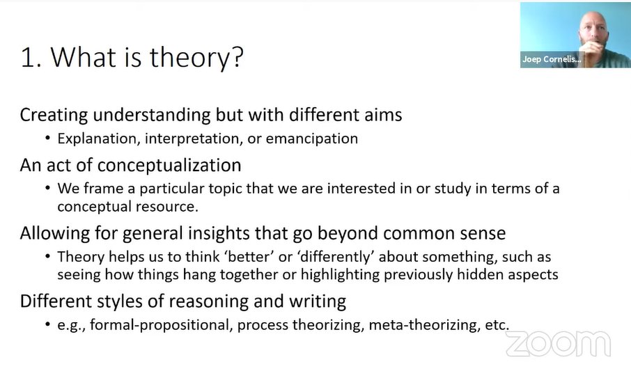 We have more than 1,000 participant in the webinar with Professor Joep Cornelissen on how to write theories in Management Science.

What do you know about #theories?