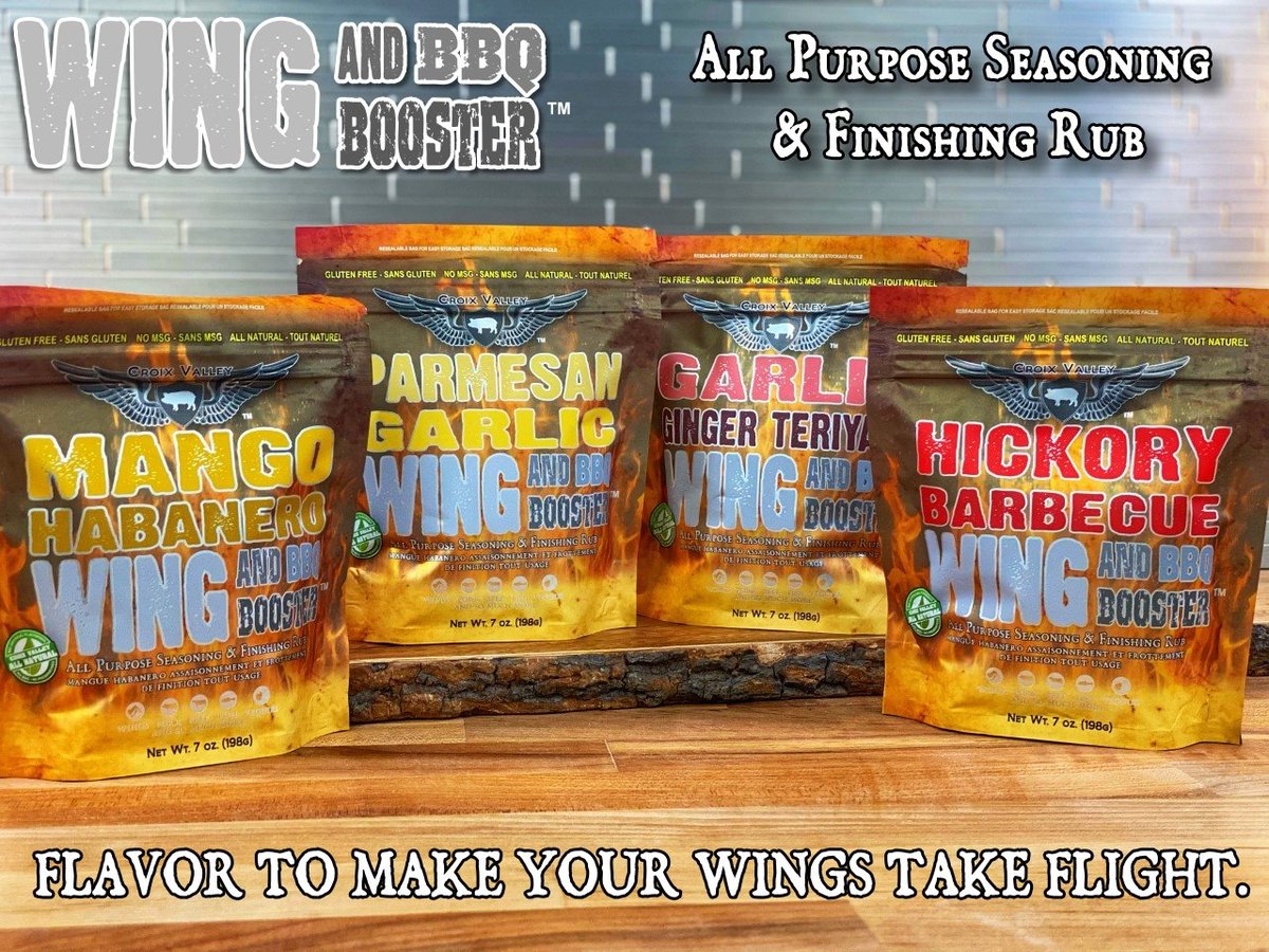 It's the World Wide Release of Croix Valley Wing and BBQ Boosters! To Celebrate we're offering 10% off online on the 4 new Wing Boosters, use the code: WINGBOOSTER at checkout on l8r.it/IQxc.

#Wings #CroixValleyNation #CroixValleyPitCrew #NEW #Release #flavor #food