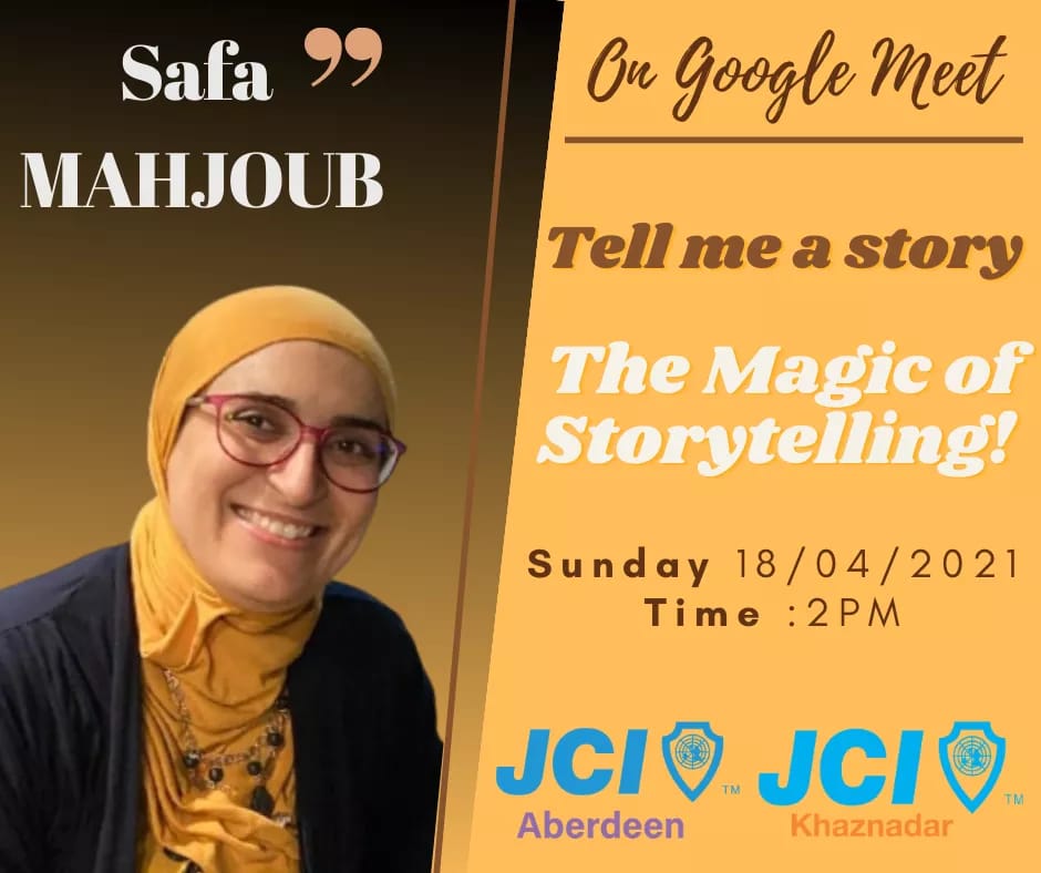 We are DELIGHTED to announce that our incredible Personal &amp; Professional Development Director, Safa, will be co-hosting an event with our friends at JCI Khaznadar. 
 
meet.google.com/hrh-nsyv-vta 

#mentor #nlppractitioner #storytelling