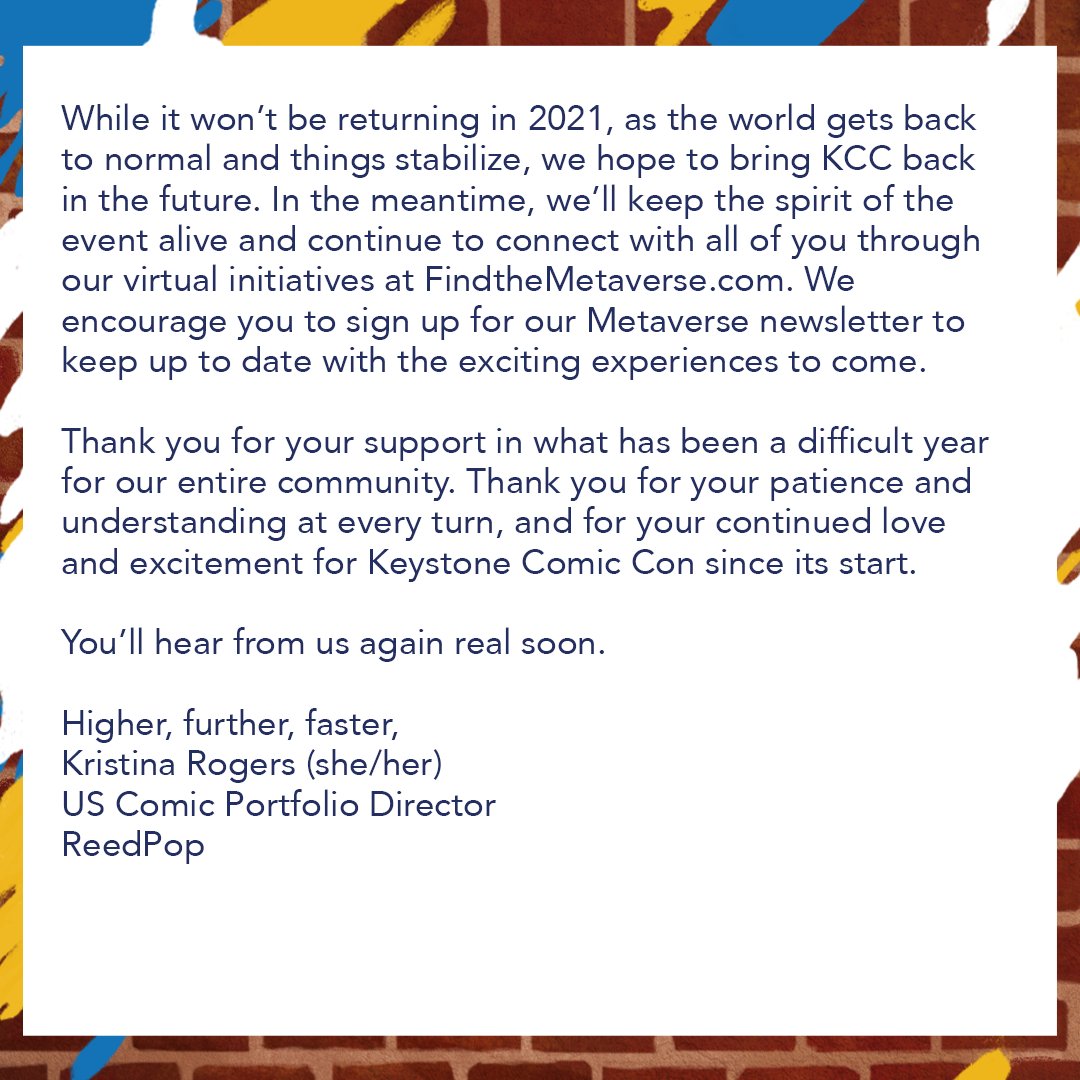 KeystoneComiCon's tweet image. To our Keystone Comic Con community 💙 Please read this letter from our Event Director: bit.ly/3mPqowt
