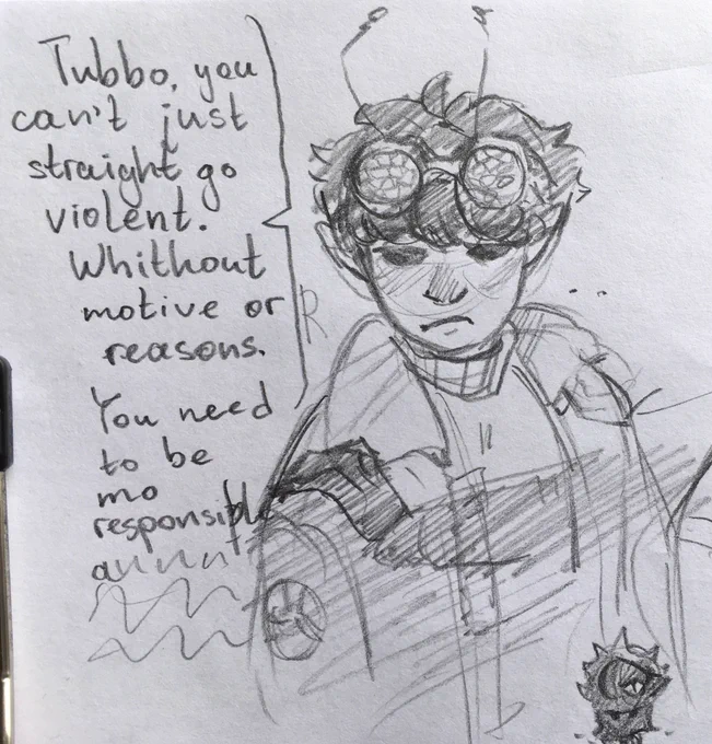 -Tubbo, you can't just straight go violentl. Without motive or reasons. You need to be more responsible [bla bla bla]
-...so can I kill him or not?
-if it'll make you feel better 

If Ranboo originsSMP character not the one with fucked up moral system, then what's the point?? 