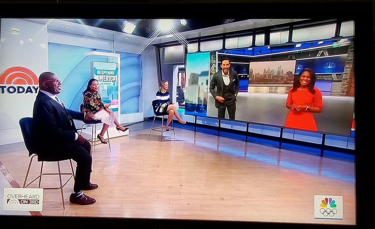 SheilaShowPHL's tweet photo. Thank you @KeithJones @ErinColemanTV @NBCPhiladelphia for doing a wonderful job sharing the good news/kindness/ positive spirit in @PhiladelphiaGov during @TODAYshow Overheard on
@3rdHourTODAY #ReopeningAmerica special  w/@SheinelleJones @alroker @DylanDreyerNBC.❤🔔 #visitphilly https://t.co/bdjrzSPywV