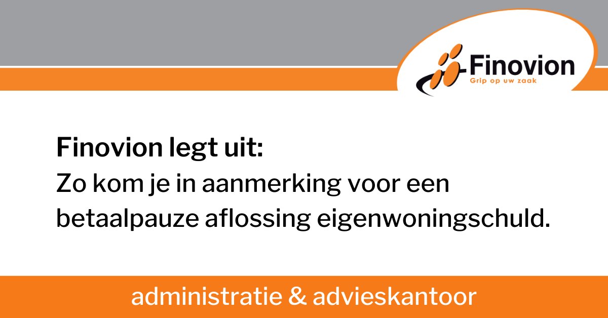 Zit je in #betalingsproblemen vanwege de #coronacrisis en kun je de hypotheek niet meer (volledig) betalen? Bekijk de voorwaarden voor een #betaalpauze: bit.ly/3dXckx2  (via Twitter x.com/Finovion/statu…)