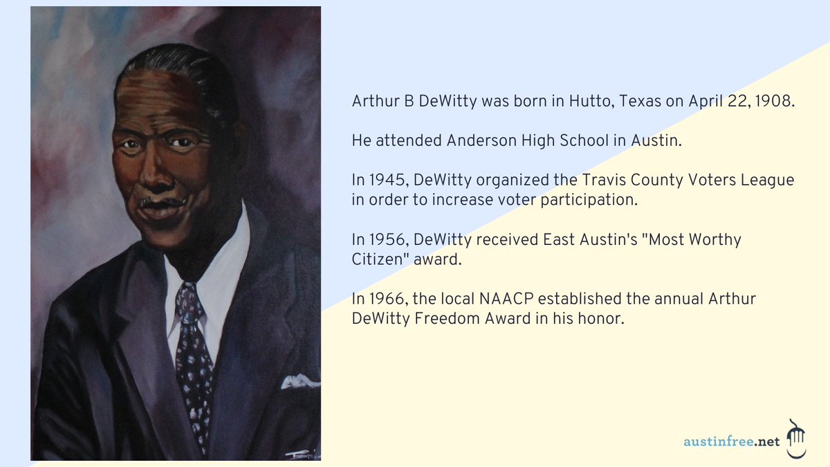 austinfreenet's tweet photo. Today is Arthur B. DeWitty Day! The DeWitty Job Training & Resource Center where AFN operates is named in his honor. Please checkout the link in our profile to learn more! #arthurbdewitty #legacy #blackhistory #nonprofit #eastaustin #atx #austin #austinfreenet #accessispower https://t.co/UToiywVyy0