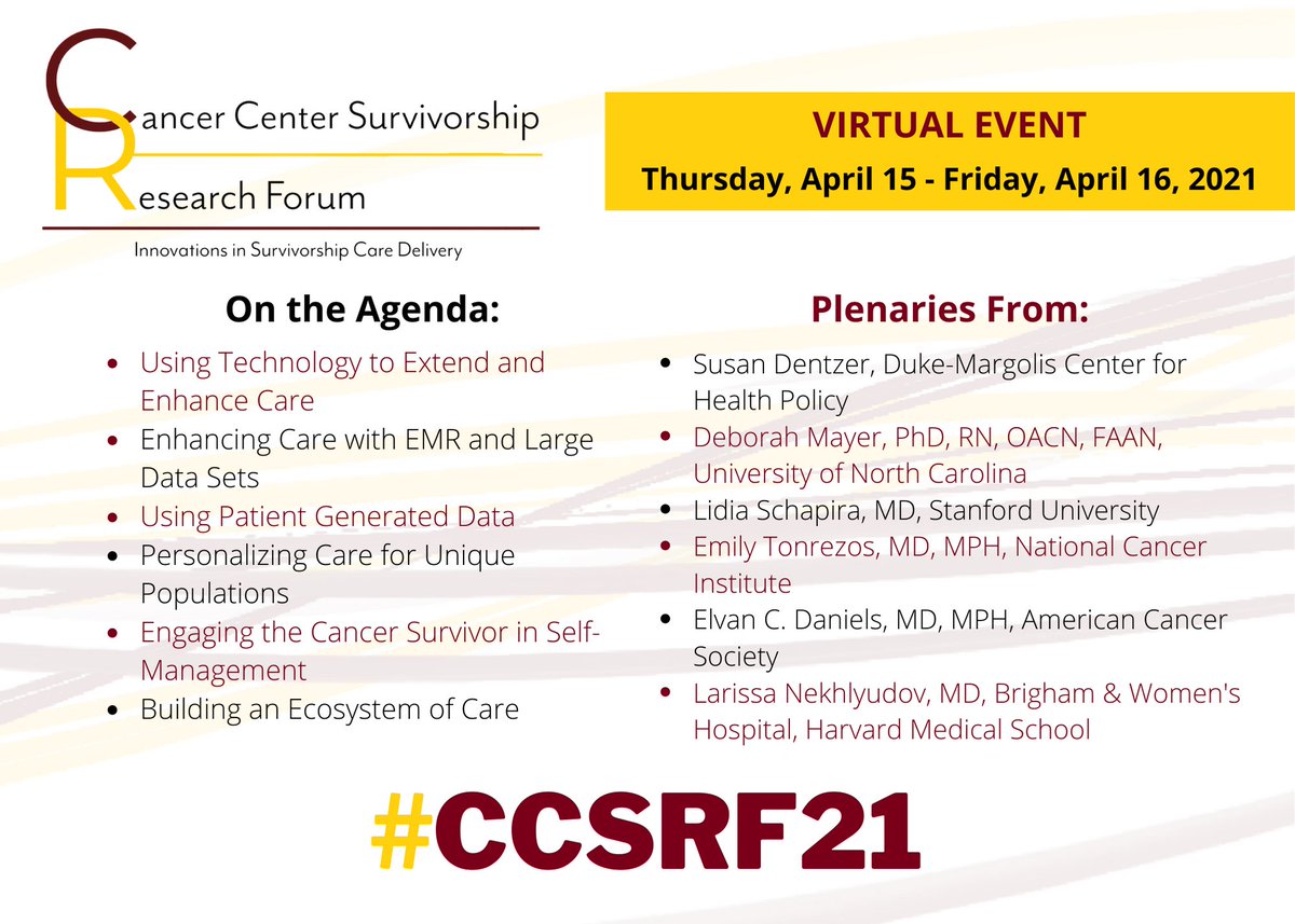UMNCancer's tweet photo. The inaugural Cancer Center Survivorship Research Forum starts today! Use #CCSRF21 to follow along with all of the sessions. #UMNProud #YourCancerCenter #GOpherACure #MNCancerCenter #UMNCancer https://t.co/Sd6a6f4OA6
