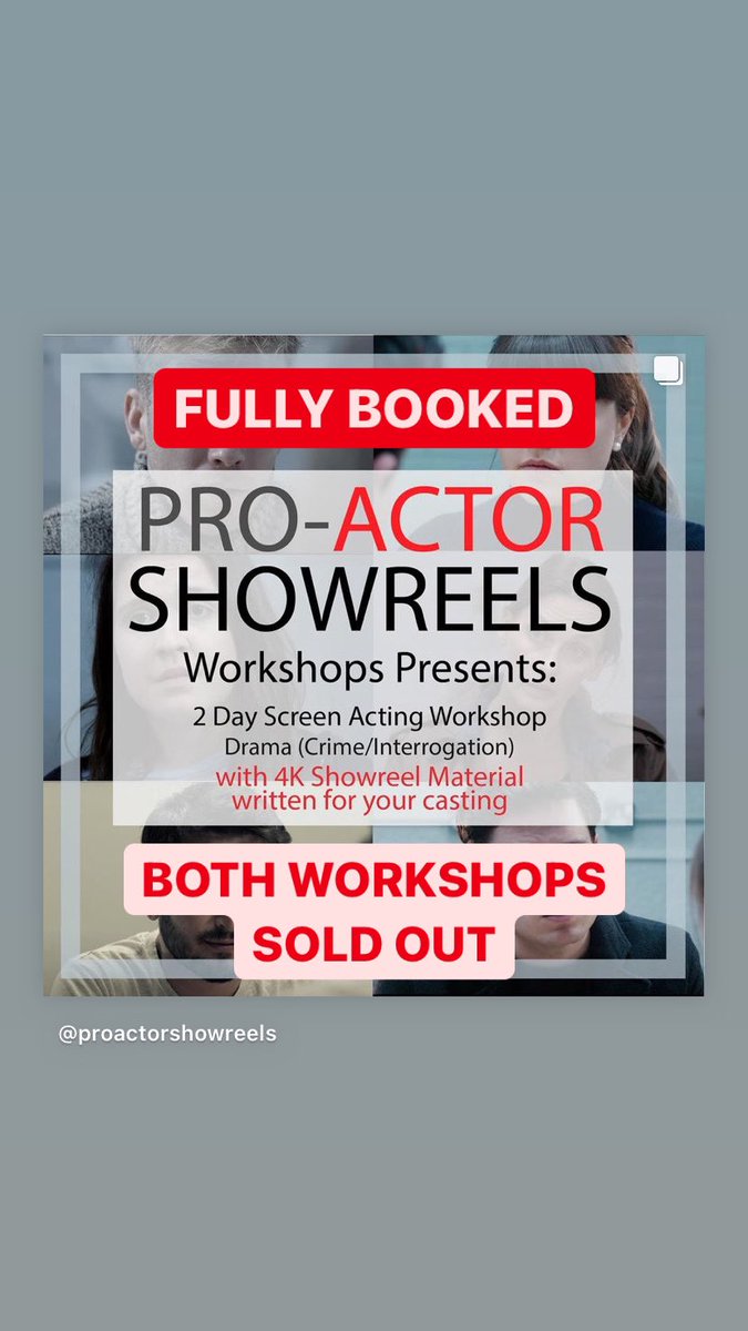 We LOVE to see it! 🎥 
April 24/25 &amp; May 1/2 Workshops - FULLY BOOKED
We're damn ecstatic that both our latest workshops have fully sold out!! We can’t wait to work with our signed up squad!
#showreel #showreelscene #ukactor #showreelshareday #londonactor #screenacting #tv #film