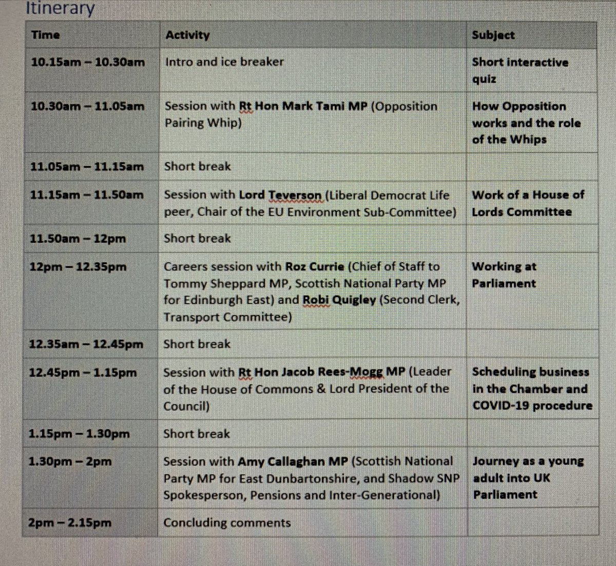 Big thanks to my <a href="/UniStrathclyde/">University of Strathclyde</a> students today for their excellent Qs for today’s <a href="/UKParliament/">UK Parliament</a> visit &amp; for the great contributions including our former Parliamentary Studies student: <a href="/AmyCallaghanSNP/">Amy Callaghan</a> as well as <a href="/MarkTamiMP/">Mark Tami MP</a> <a href="/LordTevLNP/">Robin Teverson</a> <a href="/Jacob_Rees_Mogg/">Jacob Rees-Mogg</a> @RozCurrie <a href="/RobiQuigley/">Robi Quigley</a> 👍