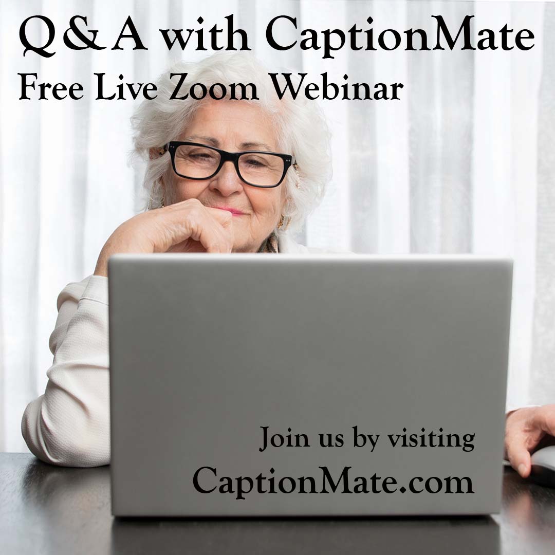 Join us today April 15th at 3:00 pm ET for a 30-minute question and answer session about CaptionMate! It's FREE, just like the app.
Join here: captionmate.com/#webinars
Dial-in number: (929) 205-6099
Meeting ID: 3452111707
#livewebinar #QandA #CaptionMate #CallsYouCanSee #wfh