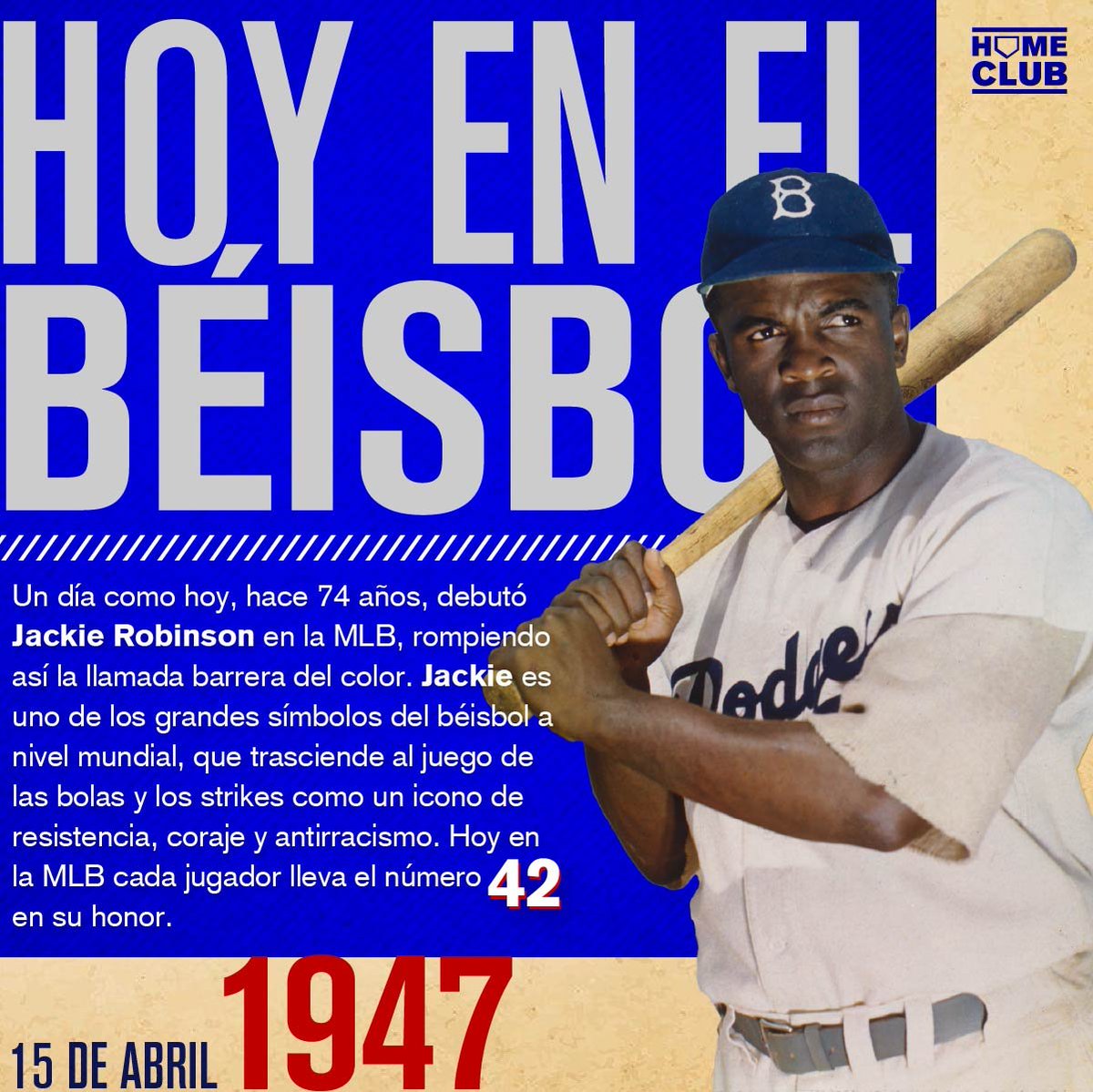 Cada 15 de abril, #JackieRobinsonDay  👏4️⃣2️⃣