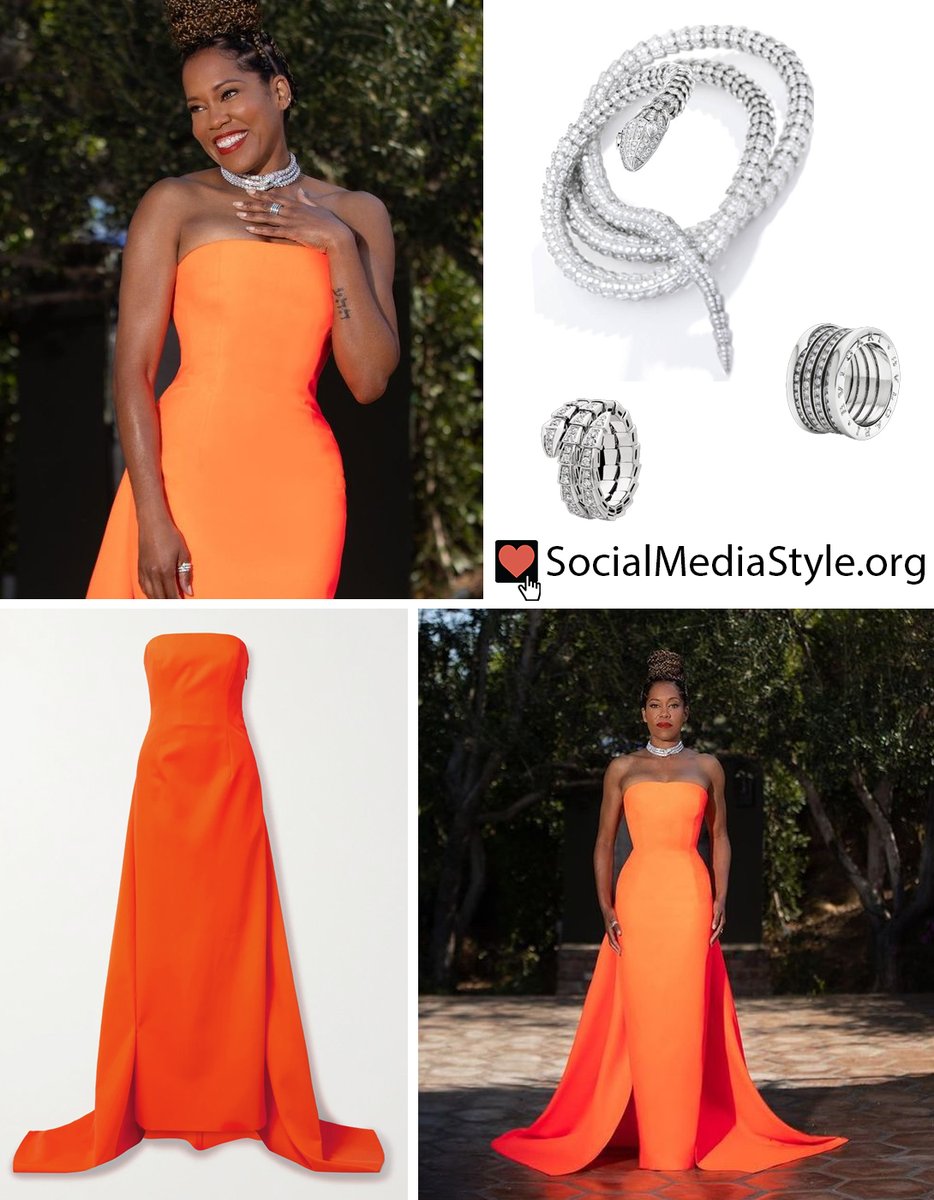 SMediaStyle's tweet image. Buy @ReginaKing's orange strapless train gown and jewelry from the 2021 Costume Designers Guild Awards here: socialmediastyle.org/post/regina-ki…
#ReginaKing #orangegown #straplessgown #longtrain #snakenecklace #snakering #CDGA #CostumeDesignersGuild #Bvlgari #Bulgari #ChristopherJohnRogers