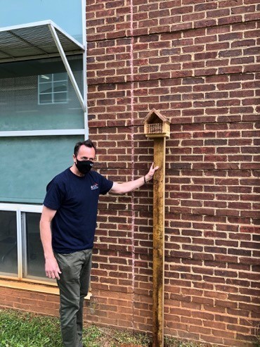 Mr. Smith delivered CATEC-made pollinator homes to MHS yesterday. Blue orchard bees can enjoy them outside the MHS building &amp; students will be able to study bees in their new habitats. What an exciting cross-curricular collaboration! Thank you <a href="/understanek/">Mr. Stanek</a>! <a href="/k12albemarle/">AlbemarleCountySchls</a>