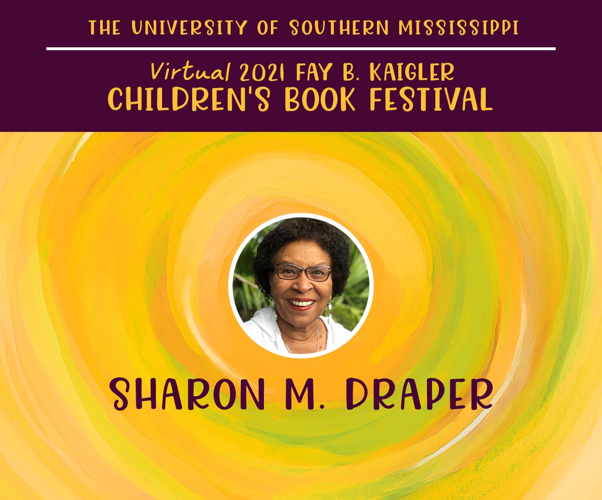 Join us today at Noon CT to hear from the amazing @sharonmdraper, our de Grummond lecturer this year. usm.edu/childrens-book… #usmcbf