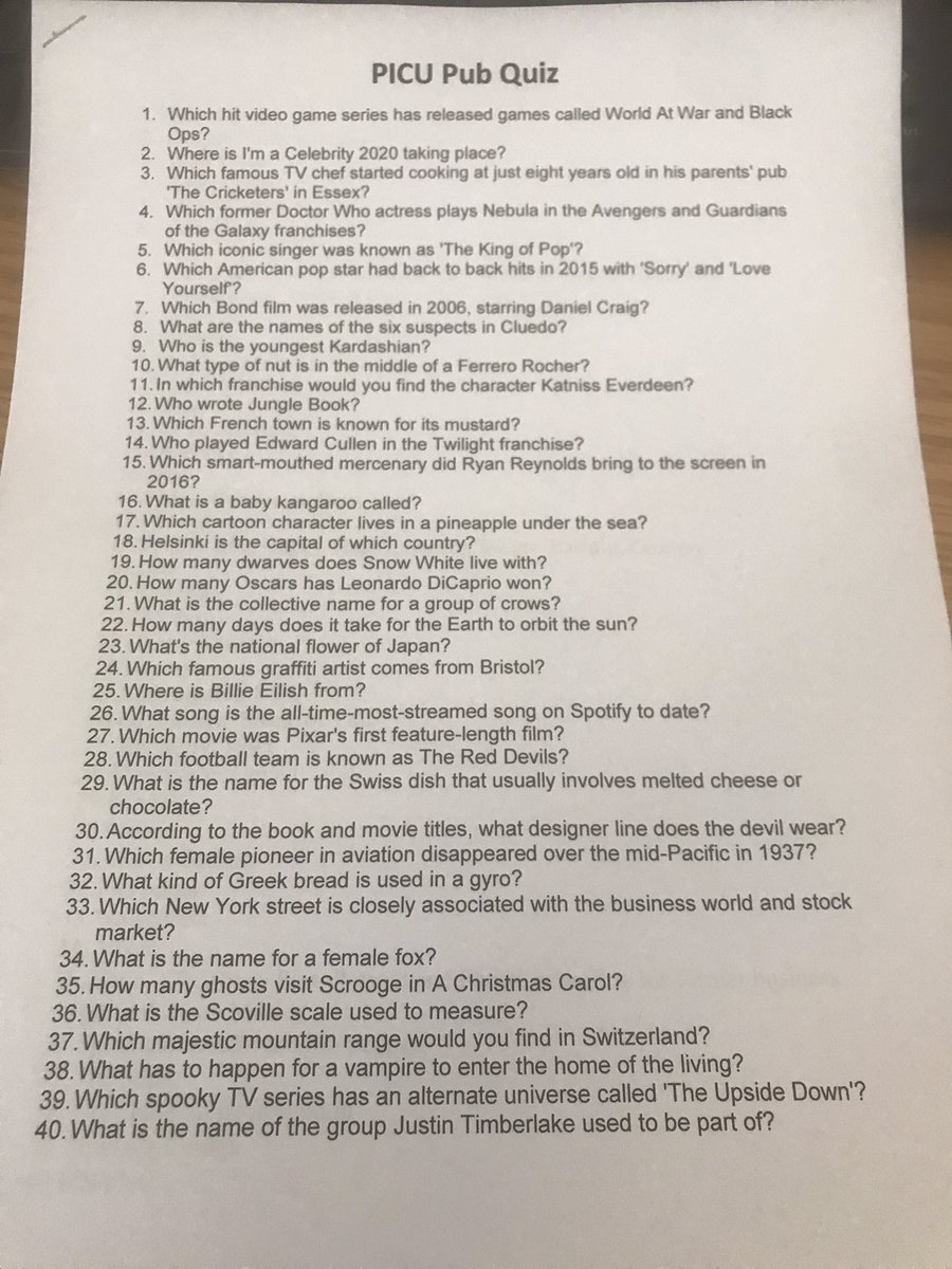 Quiz night at #picu 🙌🏼 how many will you get right? #bigprizes #therapy #mentalhealth #inittowinit