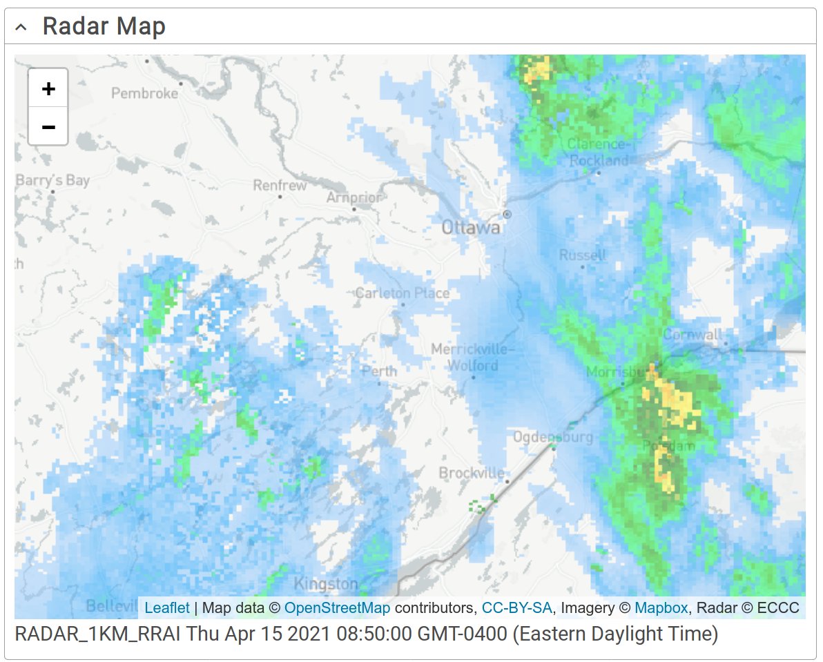 weatherstats's tweet photo. The new Radar Map is live. This replaces the old image-based Radar which has been deprecated by ECCC. You can now pan and zoom. https://t.co/e3KGOZY0KH