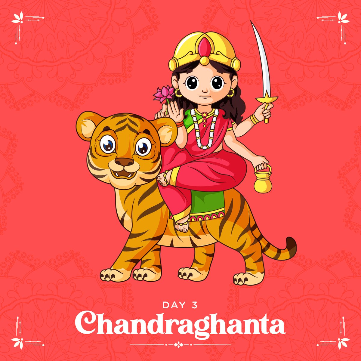 CreativeHatti's tweet photo. The 3rd form of NavDurga Goddess Chandraghanta, special form of Devi Parvati is worshipped on the 3rd day of #ChaitraNavratri.
#creativehatti #bannersdesign #illustration #cartooncharacter #navratribanner #Chandraghanta #navratrispecial #navratrifestival #navratricollection https://t.co/eaikGaEo0Z