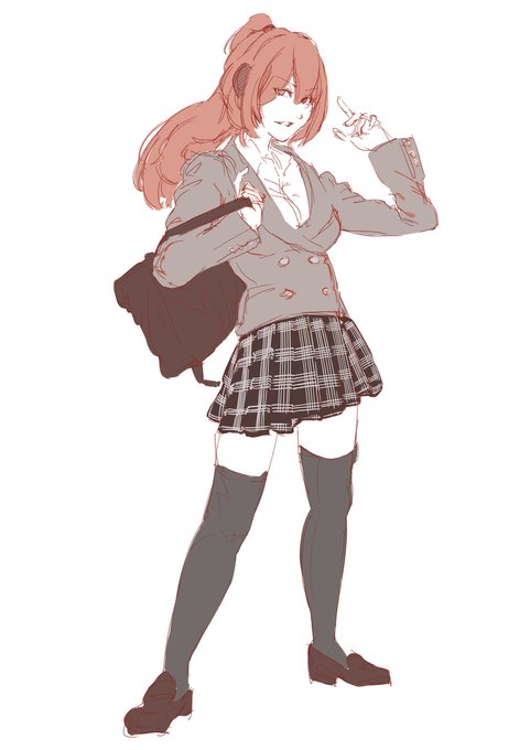 49日目 #イラスト #模写 #練習 #ラフ #女の子 #制服 #JK https://t.co/XRflejsfZ3 