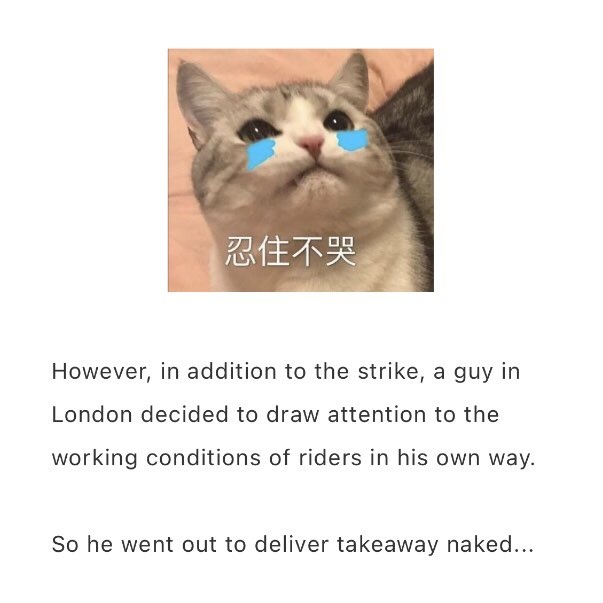 DeDomenici's tweet photo. News of my recent #Deliveroops performance has made it to China. Great article @RedScarf_UK, and thanks for the tip @Burongzeng!
🛼🍕
#redscarf #honglingjin
#wechat
#你必备的英国指南
#微信 #腾讯控股有限公司
#deliveroo #rights4riders #slaveroo #roovolt #london
#ishestuffedhissocks https://t.co/ZTYndvkqi7