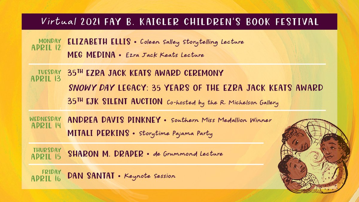 Other events today include the Mock Ezra Jack Keats Award Panel @EJKeats at 10:00 CT and afternoon breakout sessions. Recorded sessions are also available and all qualify for CEUs. Please enjoy all the Festival has to offer. usm.edu/childrens-book… #usmcbf