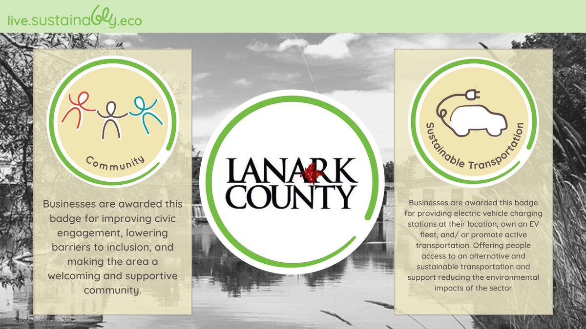 Exciting news!! @LanarkCounty1 has earned both the community and sustainable transportation sustainably.eco badges! 

Amazing work! #sustainablyeco #community #sustainabletransportation