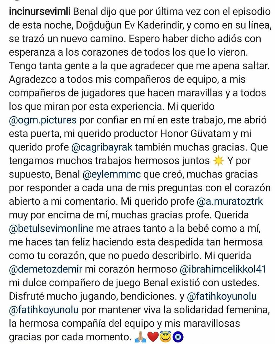 masqturkia's tweet photo. La actriz @IncinurSevimli se despidió de su papel "Benal" en @dogdugunev con estas palabras en su perfil de IG.

#incinursevimli #Benal #dogduğunevkaderindir #DEK #TurkishPasion https://t.co/eKNmHJlG38