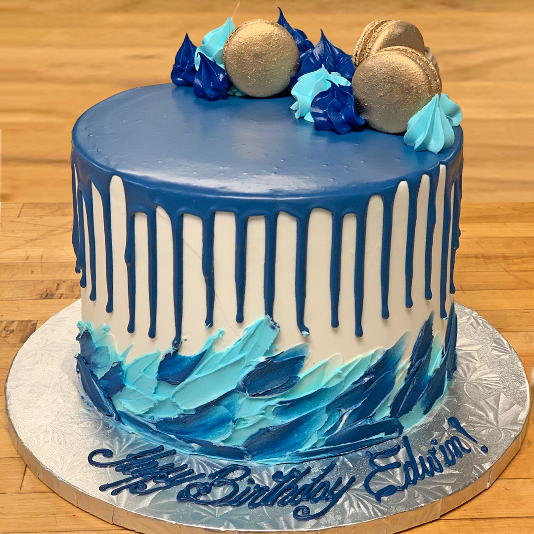 Simple Blue and White Birthday Cake - Decorated Cake by - CakesDecor
