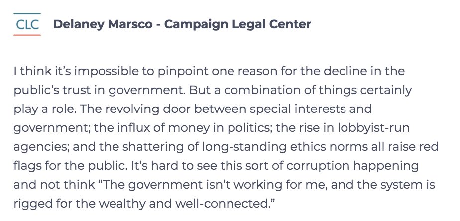 Delaney Marsco from  @CampaignLegal discusses the complex reasons for the public's distrust in government.