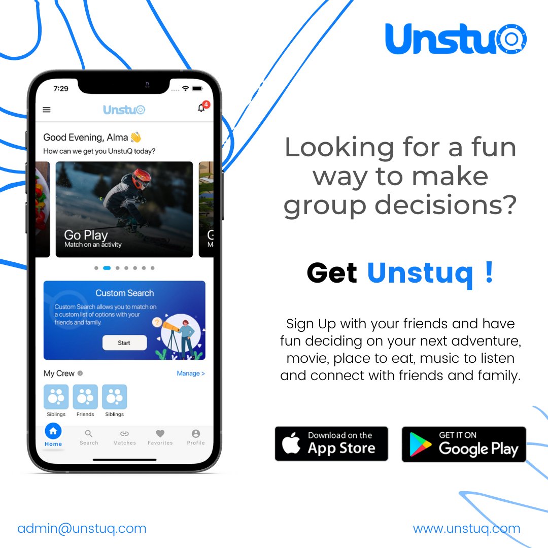 Why worry and fuss when making group decisions? Get on Unstuq! and make the process fun. Download Now From The Playstore & The App Store