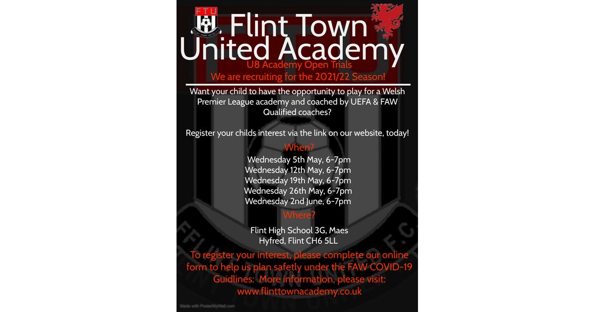 flintacademy's tweet photo. U8 Academy Open Trials!
https://t.co/xNs6MnvXQd https://t.co/tWYUa84gKU