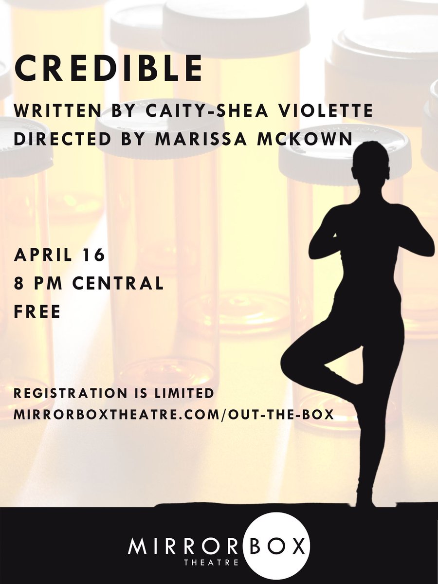 CREDIBLE virtual reading tomorrow night (Friday April 15th at 9 PM ET/8 PM CST) as part of Mirrorbox Theatre's Out The Box series. Limited space available, registration required: mirrorboxtheatre.com/out-the-box/