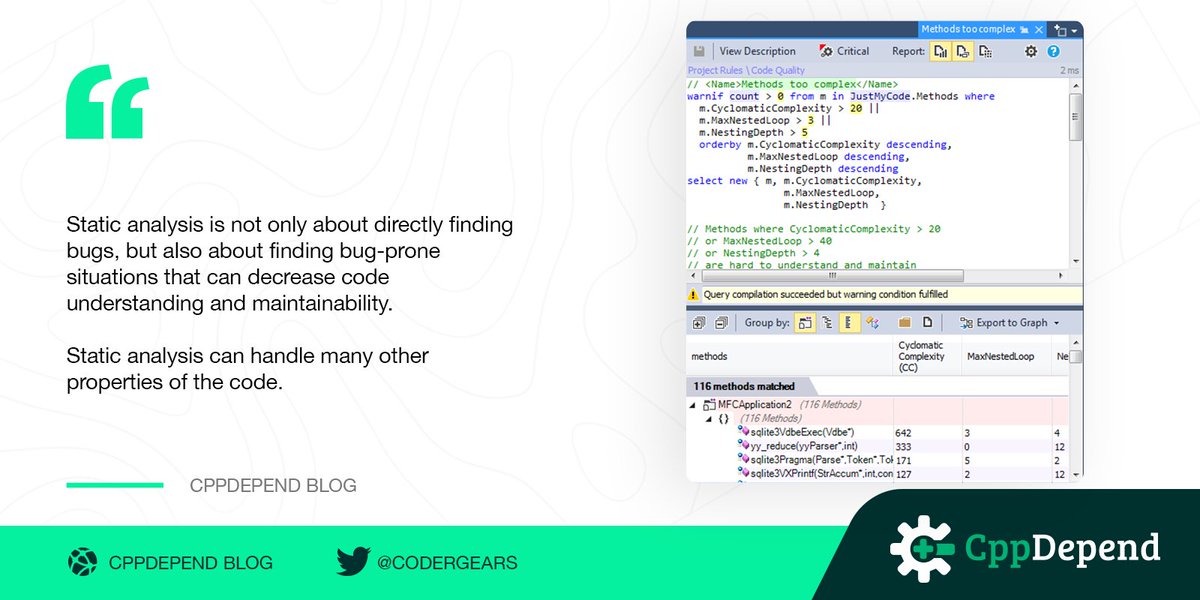 CoderGears's tweet image. Static analysis can handle many other properties of the code: cppdepend.com/blog/?p=257