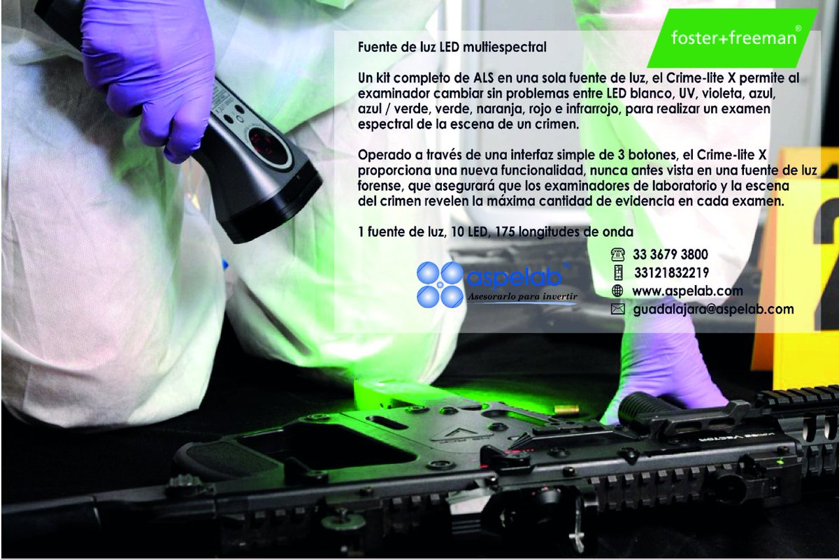 aspelabR's tweet photo. El mayor avance en la tecnología Forensic Light Source durante más de 20 años
Fuente de luz LED multiespectral Crime-Lite X de Foster and Freeman.
Para más información y cotizaciones visite: https://t.co/TFwIoeJHNd
 #forense #cienciasforenses #forensiclitesource #escenadelcrimen https://t.co/4nXD5cSVC1