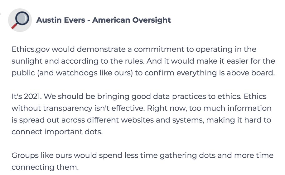"Right now, too much information is spread out across different websites and systems, making it hard to connect important dots. Groups like ours would spend less time gathering dots and more time connecting them," says  @AREvers.