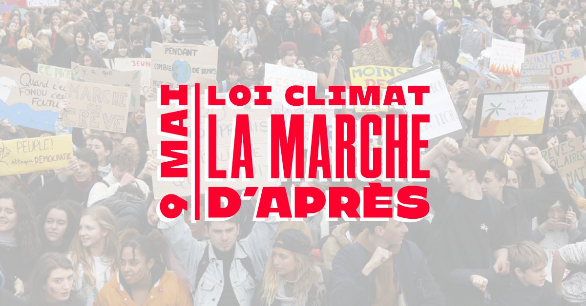 ✊ Le 9 mai, marchons pour dénoncer la trahison du gouvernement avec une #LoiClimat bien loin d’être à la hauteur de l’urgence climatique. C’est un bel #EchecDuQuinquennat !  

👉 Toi aussi viens marcher ! fb.me/e/1k4QKPwCG