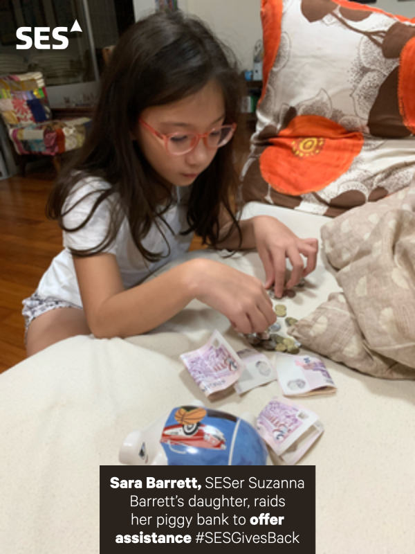 SES_Satellites's tweet photo. Check out SESer Suzanna Barrett's daughter, Sara Barrett, who broke her piggy bank to donate in our first global “All in it Together” donation drive. Join our team in this #SESGivesBack initiative & support the Red Cross Home for the disabled in Singapore: https://t.co/hIwodfLWsY https://t.co/ysSvvKVYpR
