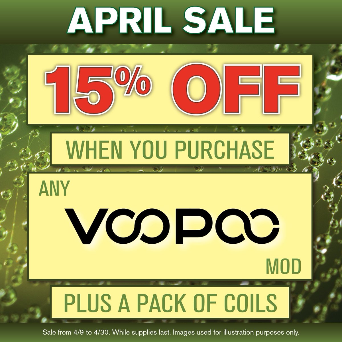 DFWvapor's tweet photo. #April #Sale Get 15% OFF when buying any #VooPoo mod plus a pack of #Coils. Available at all DFW Vapors 5 convenient #Texas 🤠 locations! #WhileSuppliesLast 
#DFWVapor #Vaping #Vape 🌬💨 https://t.co/0sxo4uqlur